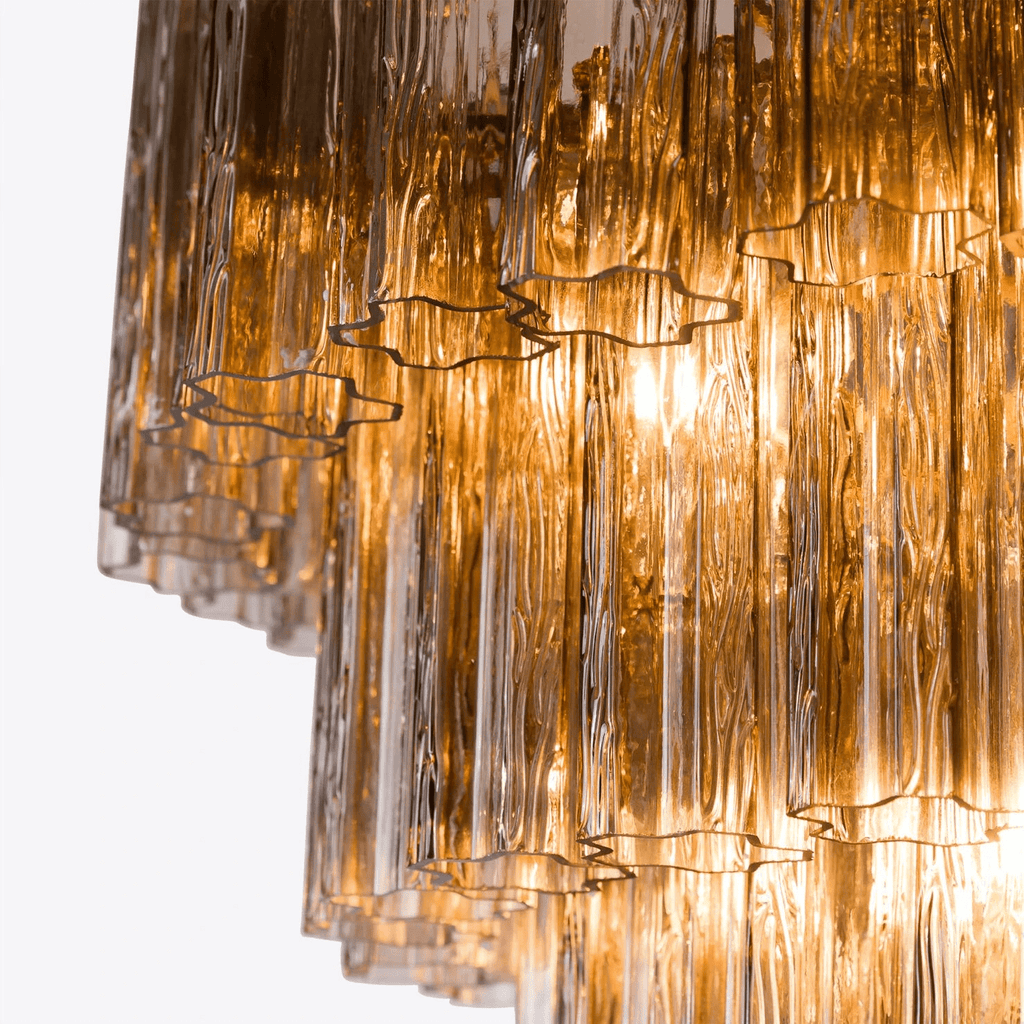 Aurora Chandelier Five Tier Fluted Glass Grande Mid Century