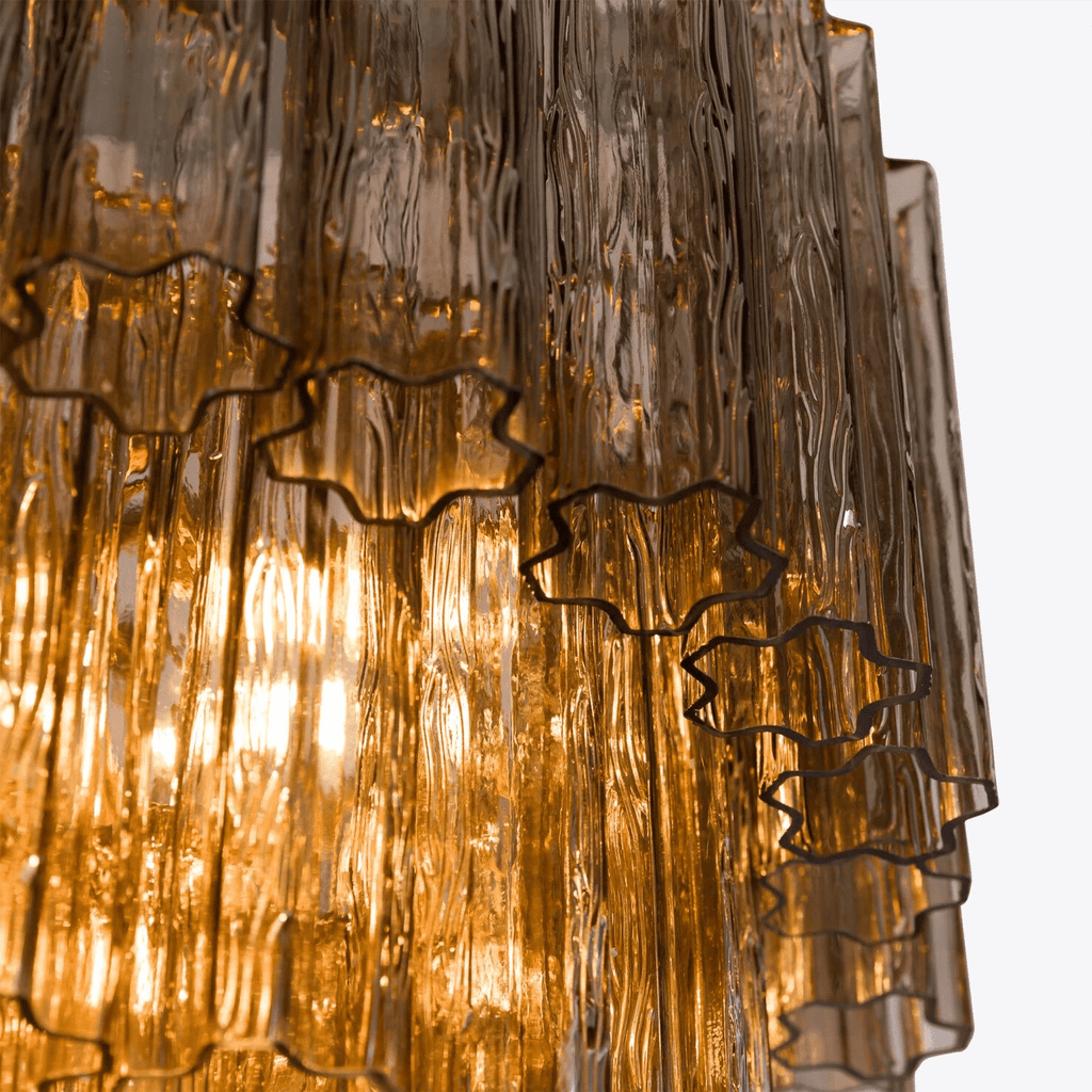 Aurora Chandelier Five Tier Fluted Glass Grande Mid Century
