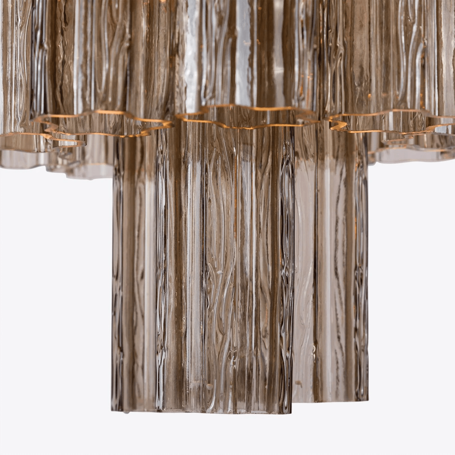 Aurora Chandelier Five Tier Fluted Glass Grande Mid Century