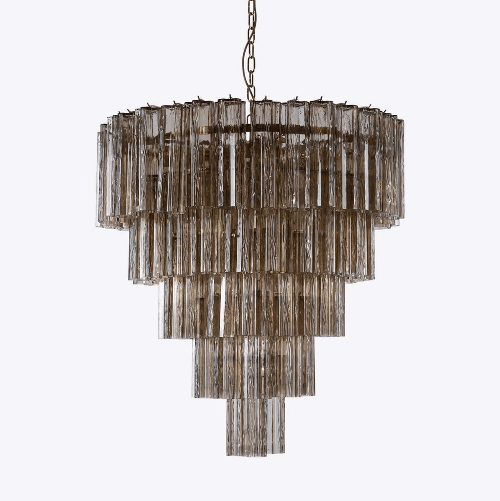 Aurora Chandelier Five Tier Fluted Glass Grande Mid Century