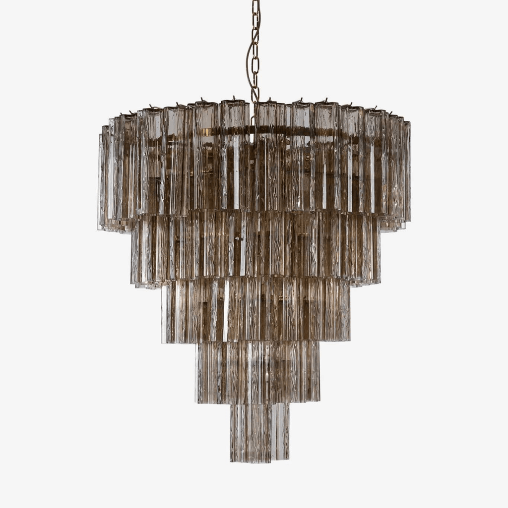 Aurora Chandelier Five Tier Fluted Glass Grande Mid Century