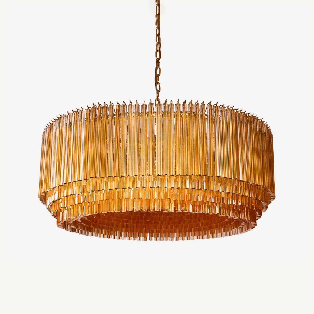 Aurora Chandelier Amber Drum Glass
