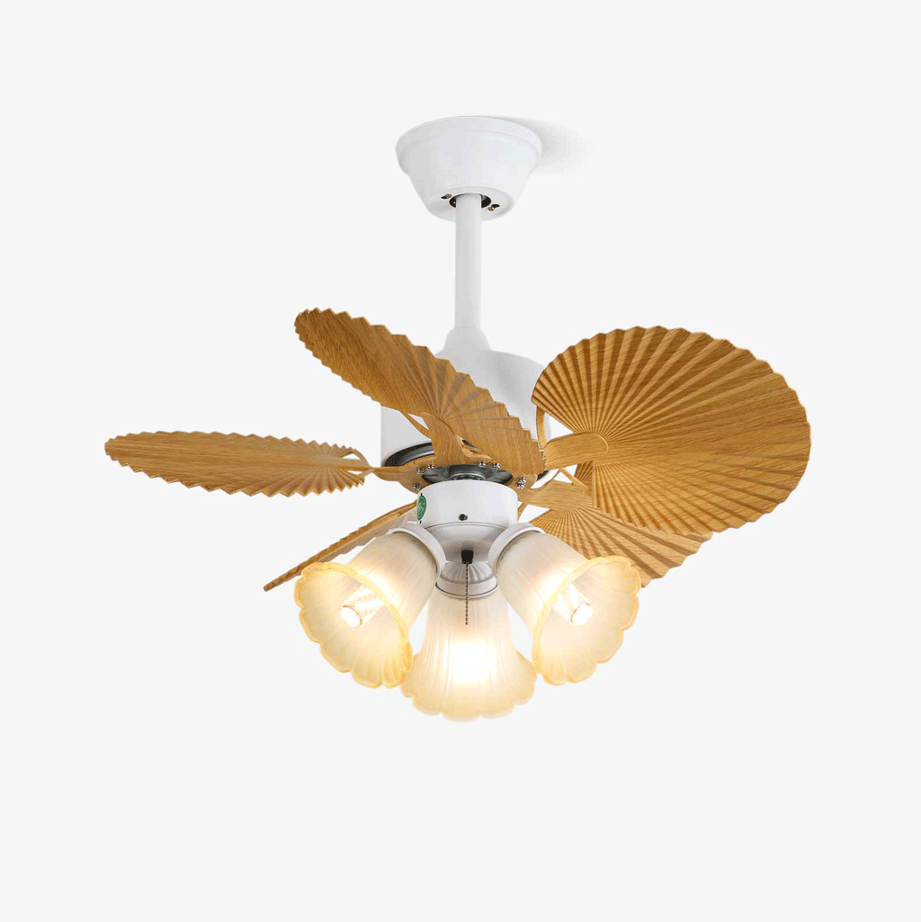 Aurelia Vintage Wood Glass Ceiling Fan Light