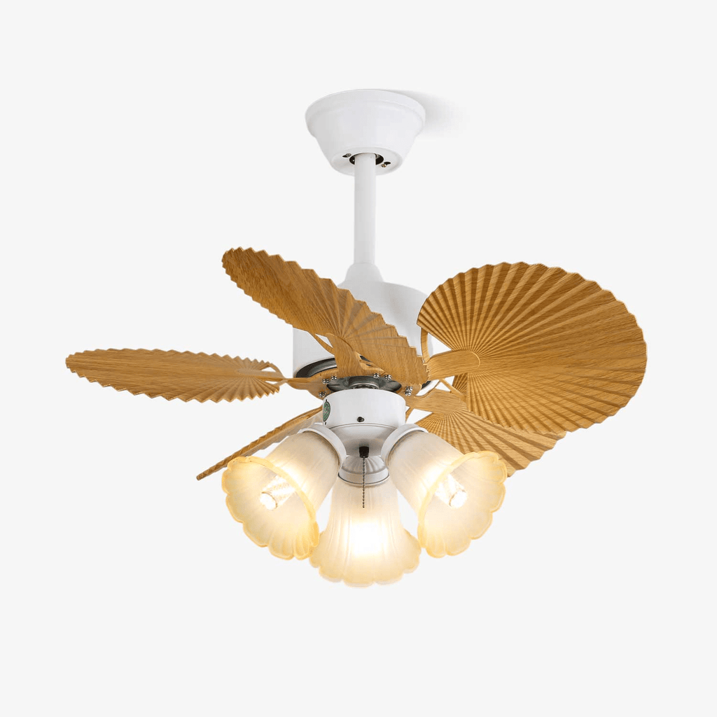Aurelia Vintage Wood Glass Ceiling Fan Light
