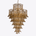 Aurora Chandelier Amber Murano Glass Petal Mid Century