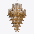 Aurora Chandelier Amber Murano Glass Petal Mid Century