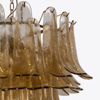 Aurora Chandelier Amber Murano Glass Petal Mid Century