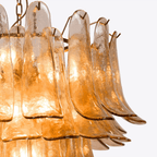 Aurora Chandelier Amber Murano Glass Petal Mid Century