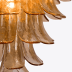 Aurora Chandelier Amber Murano Glass Petal Mid Century