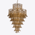 Aurora Chandelier Amber Murano Glass Petal Mid Century