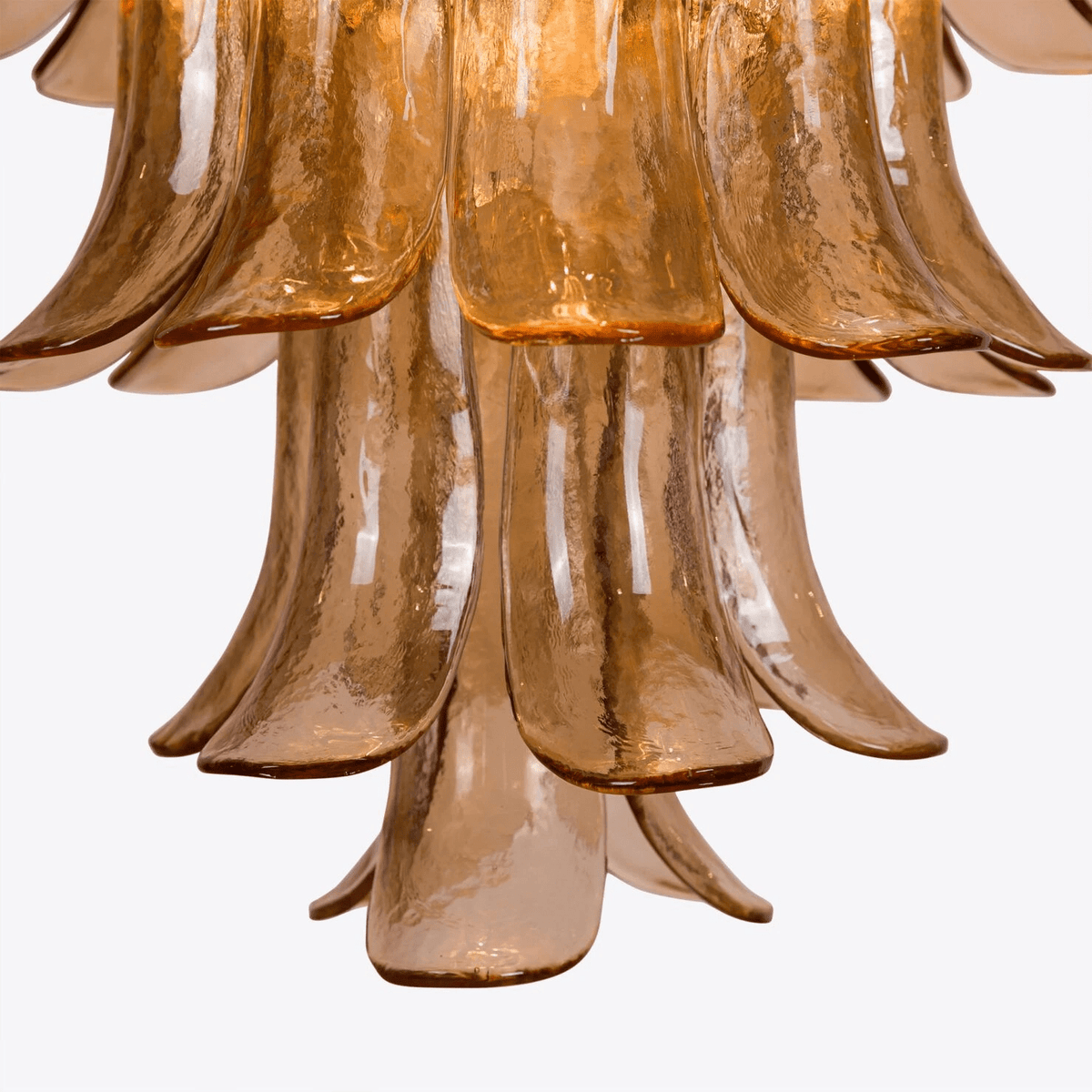 Aurora Chandelier Amber Murano Glass Petal Mid Century