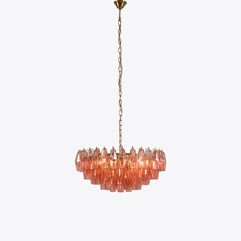 Aurora Chandelier Pink Polygon Glass Tiered Modern Artistic