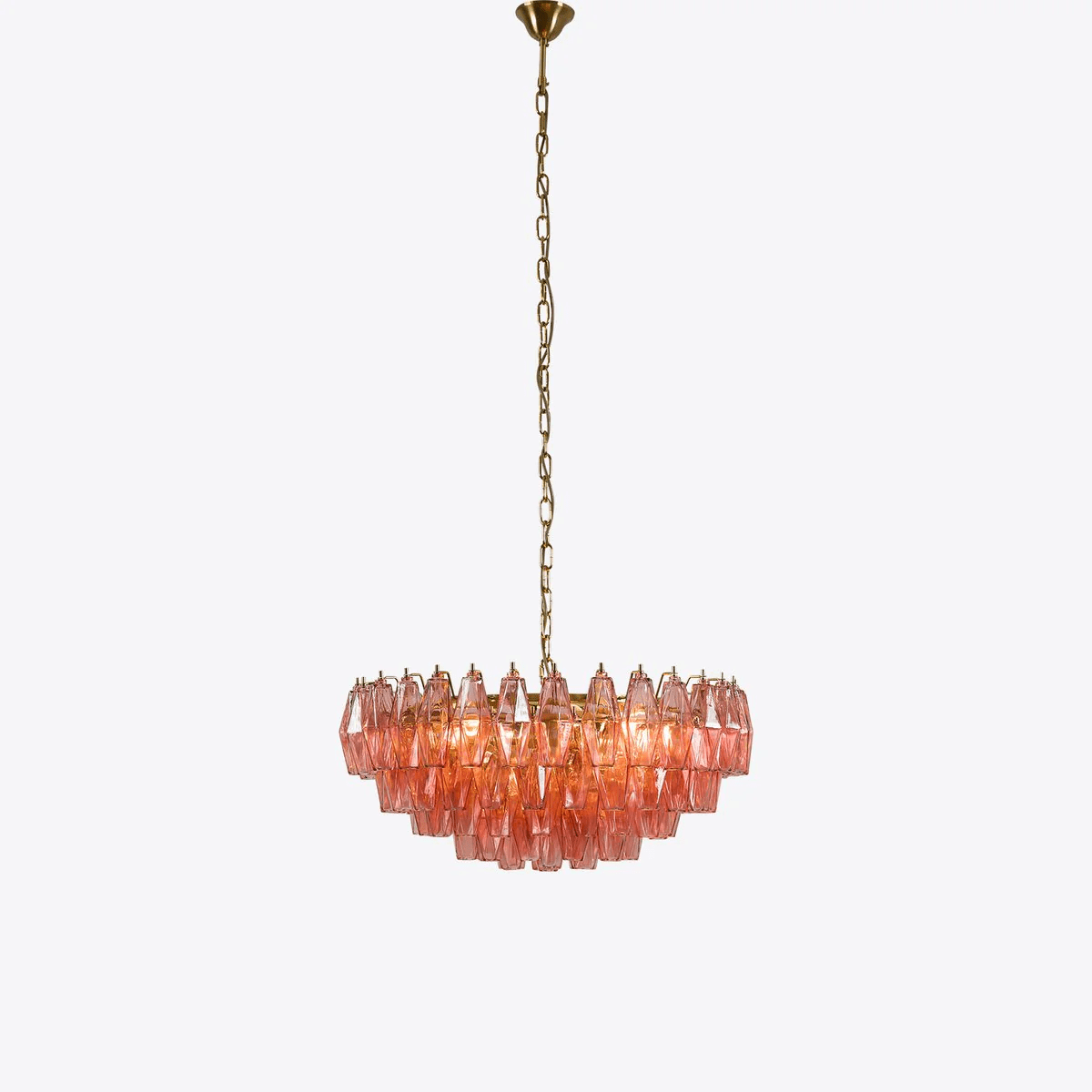 Aurora Chandelier Pink Polygon Glass Tiered Modern Artistic