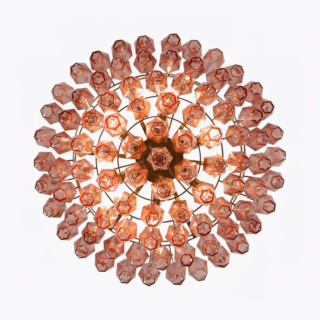 Aurora Chandelier Pink Polygon Glass Tiered Modern Artistic