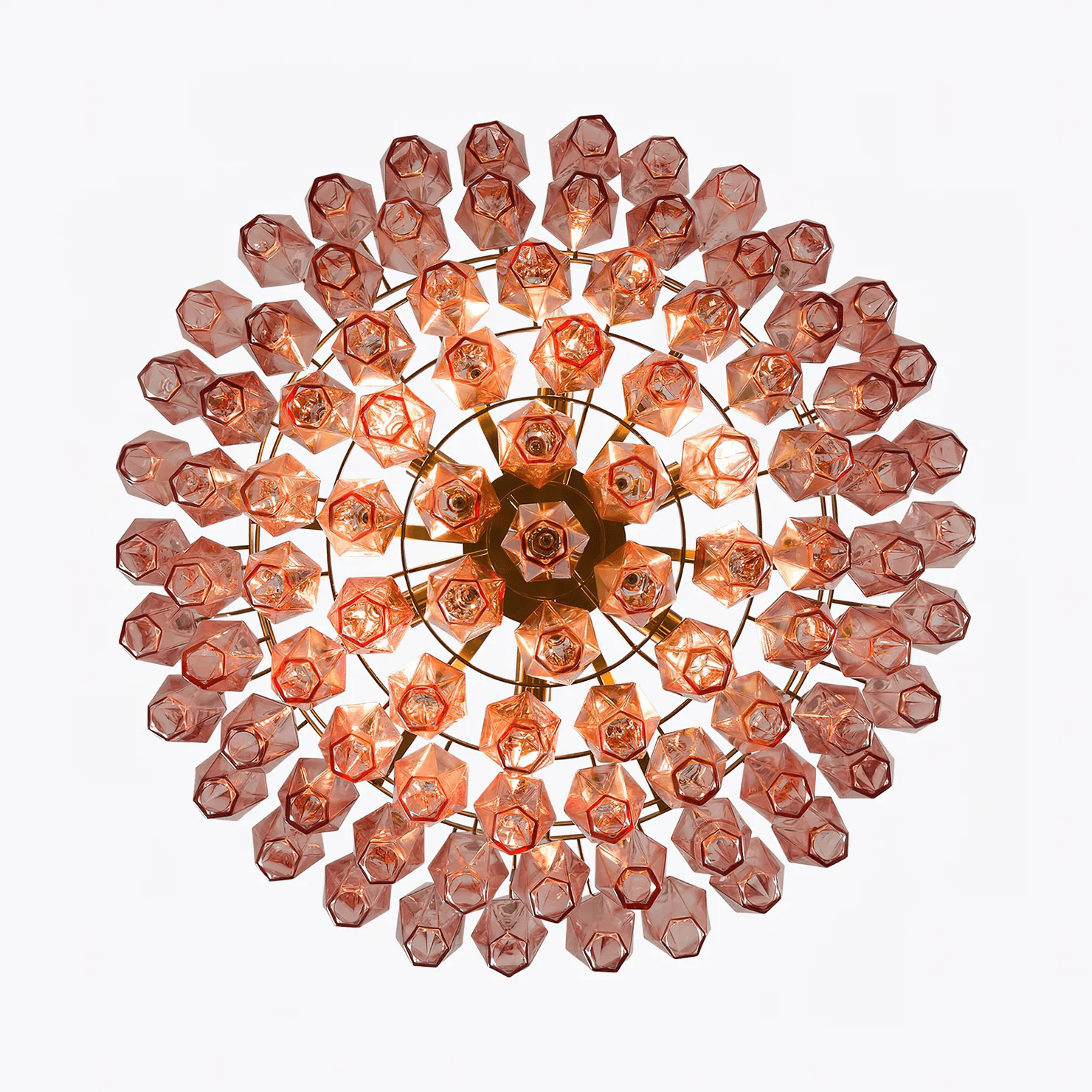Aurora Chandelier Pink Polygon Glass Tiered Modern Artistic