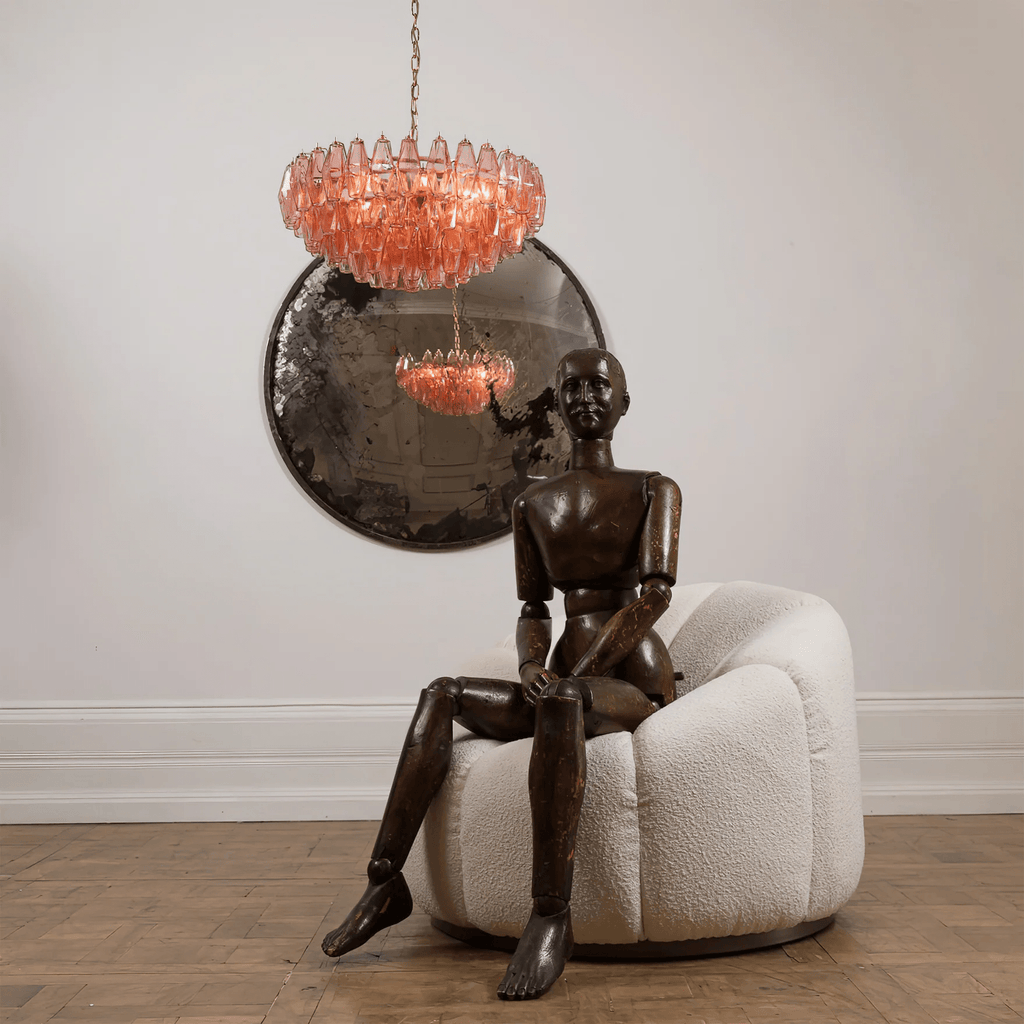 Aurora Chandelier Pink Polygon Glass Tiered Modern Artistic