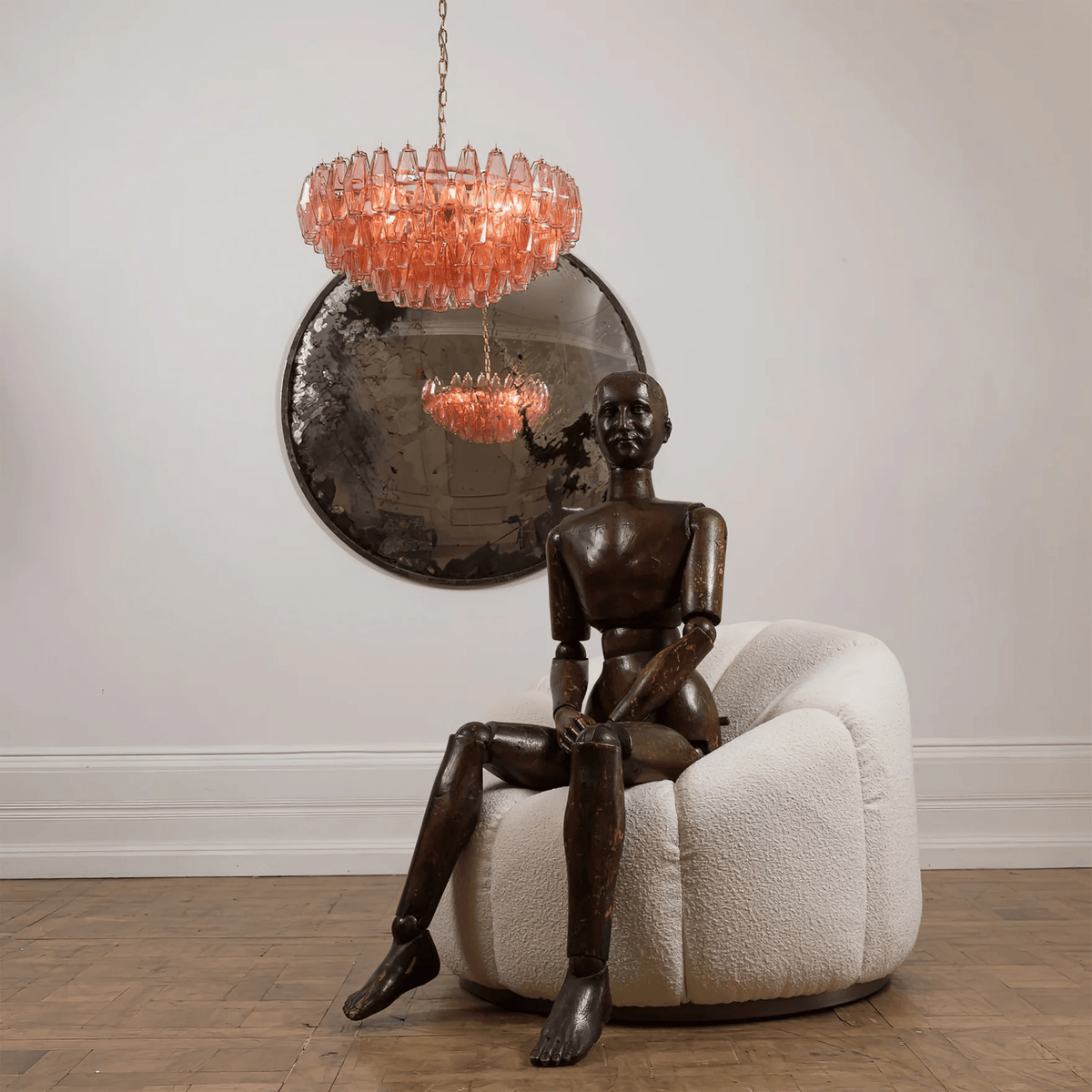 Aurora Chandelier Pink Polygon Glass Tiered Modern Artistic