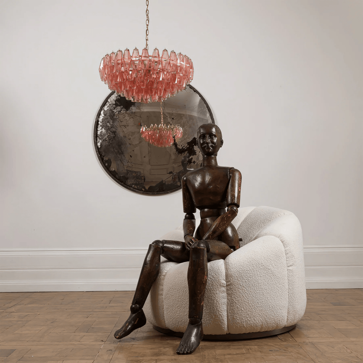 Aurora Chandelier Pink Polygon Glass Tiered Modern Artistic