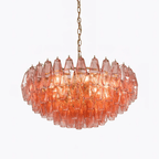 Aurora Chandelier Pink Polygon Glass Tiered Modern Artistic