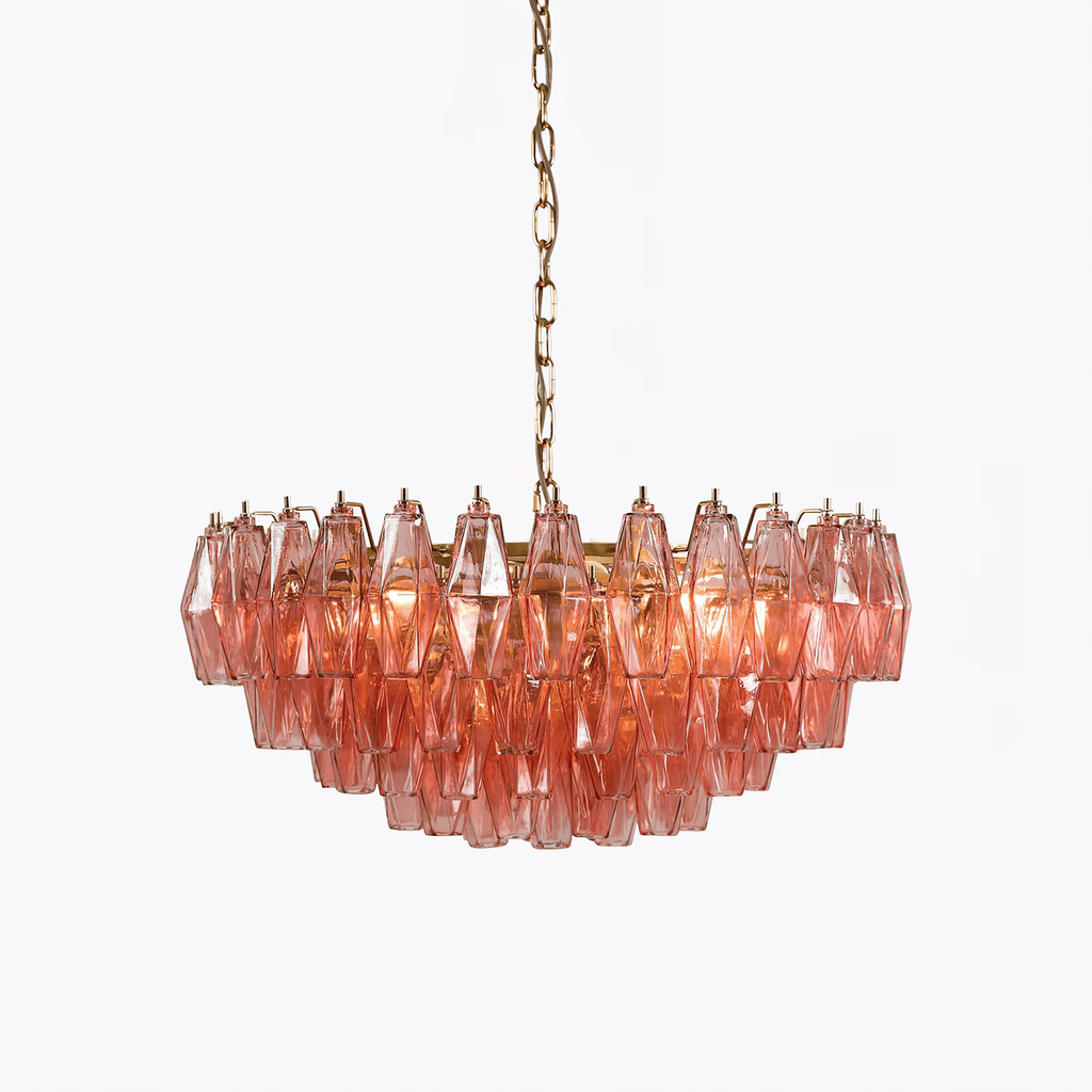 Aurora Chandelier Pink Polygon Glass Tiered Modern Artistic