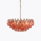 Aurora Chandelier Pink Polygon Glass Tiered Modern Artistic