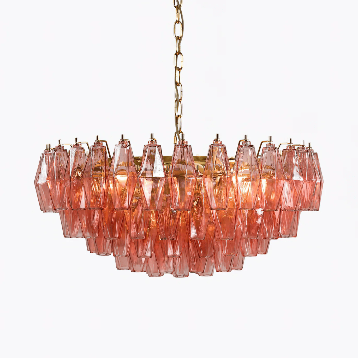 Aurora Chandelier Pink Polygon Glass Tiered Modern Artistic