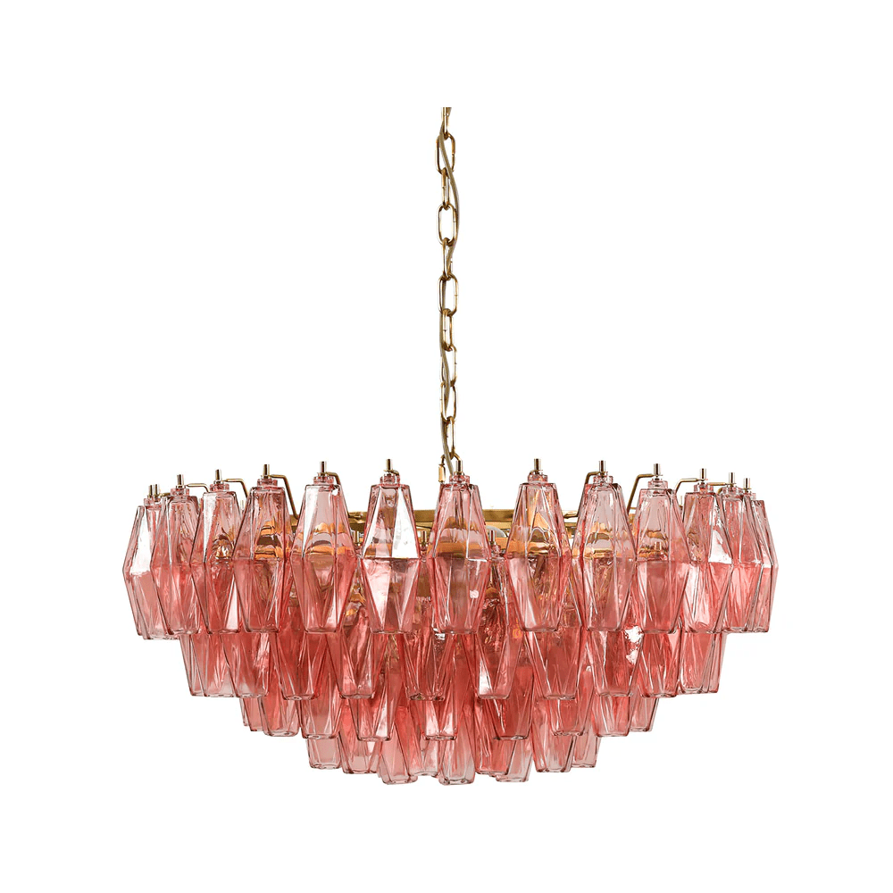 Aurora Chandelier Pink Polygon Glass Tiered Modern Artistic