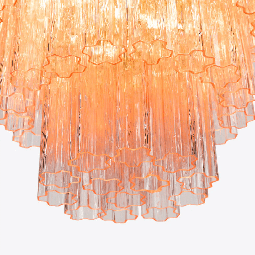 Aurora Chandelier Pink Prism Glass Layered Elegant