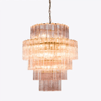 Aurora Chandelier Pink Prism Glass Layered Elegant