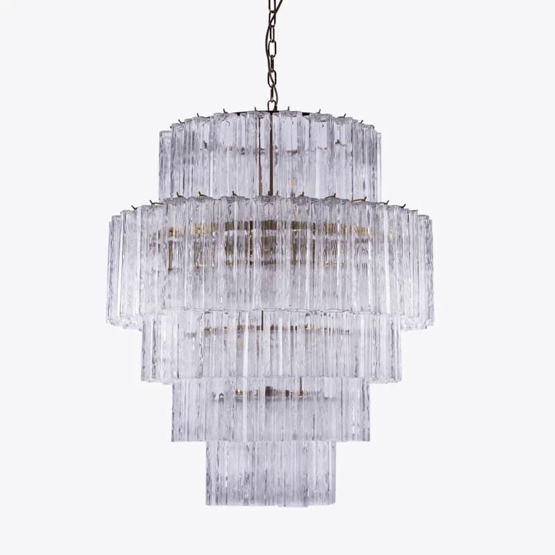 Aurora Chandelier Pink Prism Glass Layered Elegant
