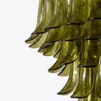 Aurora Chandelier Green Petal Glass Layered Natural