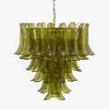Aurora Chandelier Green Petal Glass Layered Natural