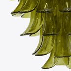 Aurora Chandelier Green Petal Glass Layered Natural