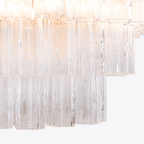 Aurora Chandelier Five Tier Fluted Glass Tube Mid Century