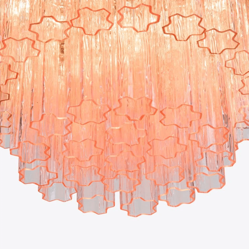 Aurora Chandelier Five Tier Fluted Glass Tube Mid Century