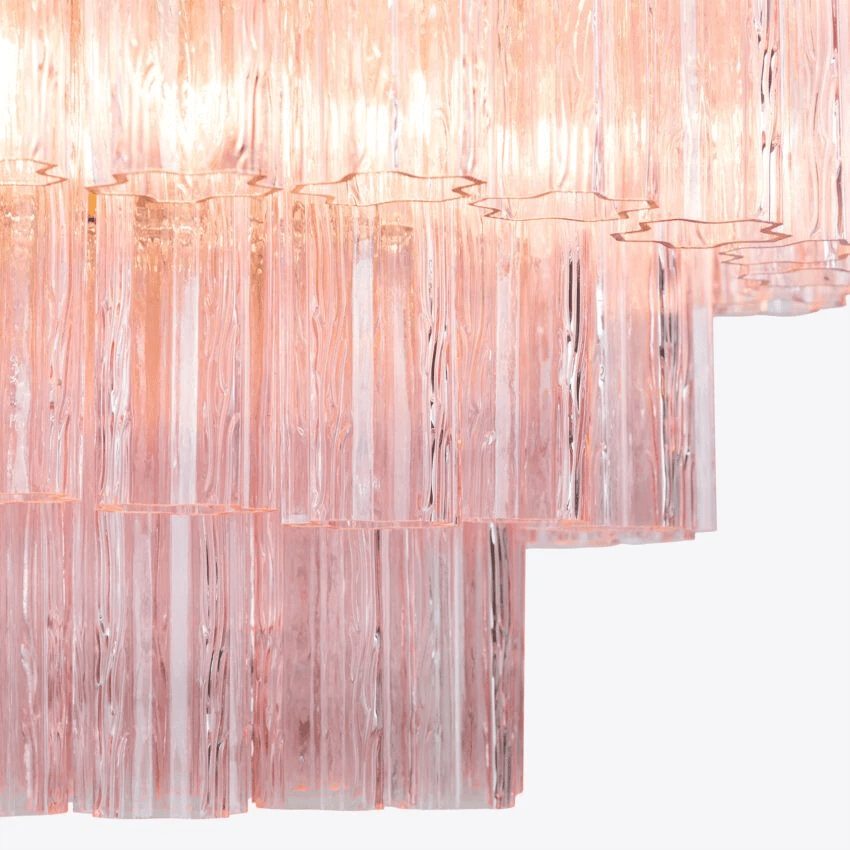Aurora Chandelier Five Tier Fluted Glass Tube Mid Century