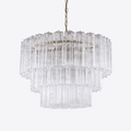 Aurora Chandelier Five Tier Fluted Glass Tube Mid Century