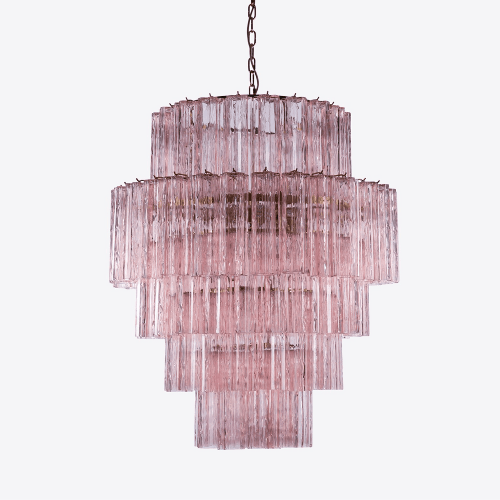 Aurora Chandelier Pink Prism Glass Layered Elegant