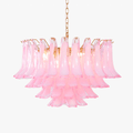 Aurora Chandelier Pink Glass Leaf Layered Floral Glamour