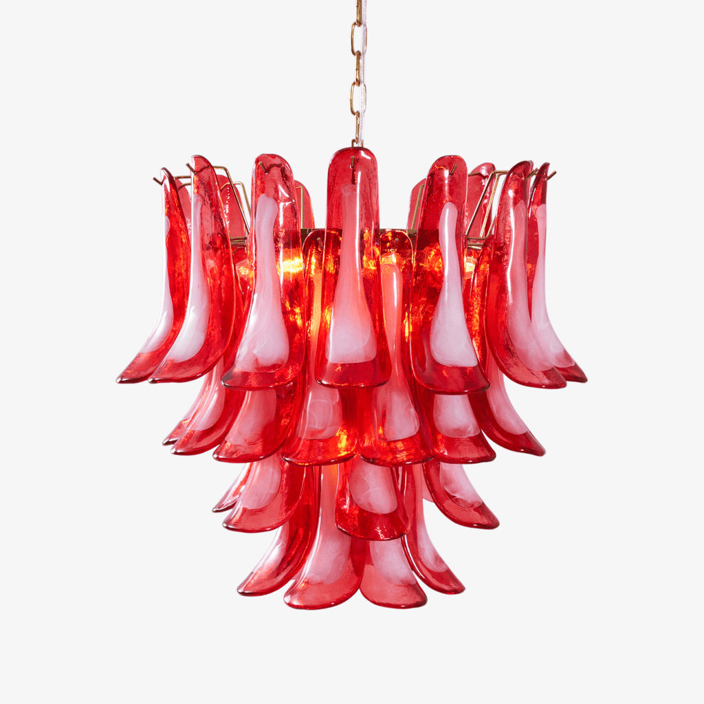 Aurora Chandelier Red Petal Glass Layered Artistic