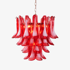 Aurora Chandelier Red Petal Glass Layered Artistic