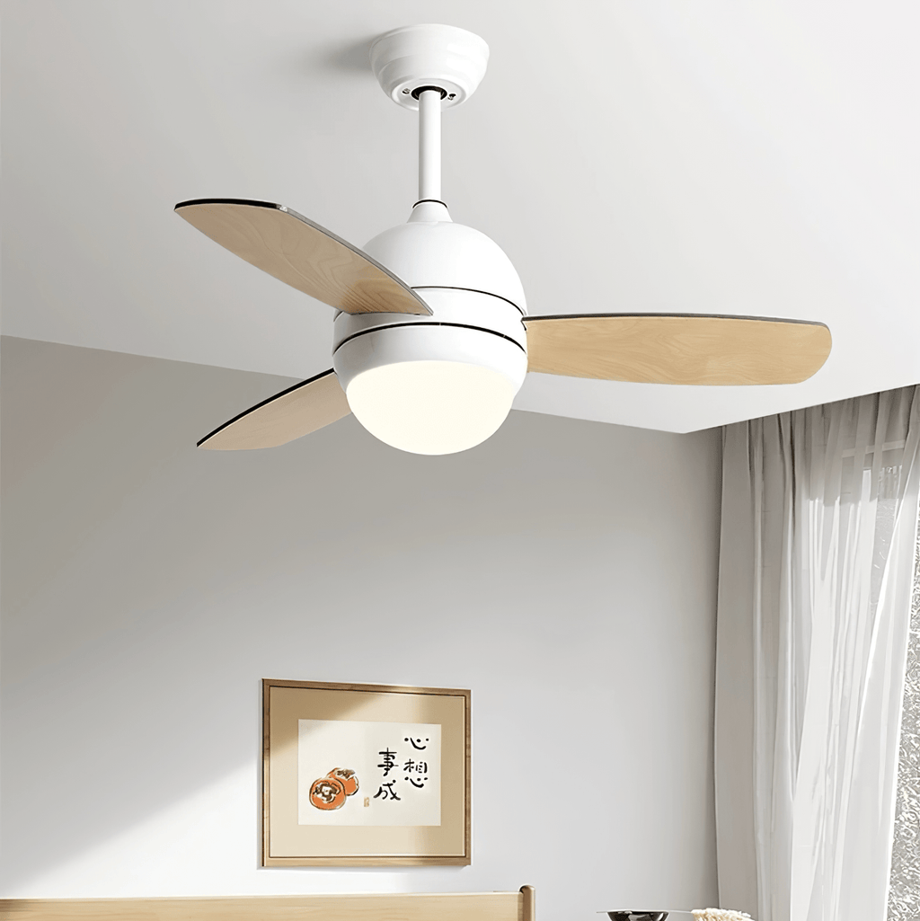 Nerina Minimalist White Wood Ceiling Fan Light