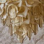 Aurora Chandelier Amber Murano Glass Oval Drops Layered