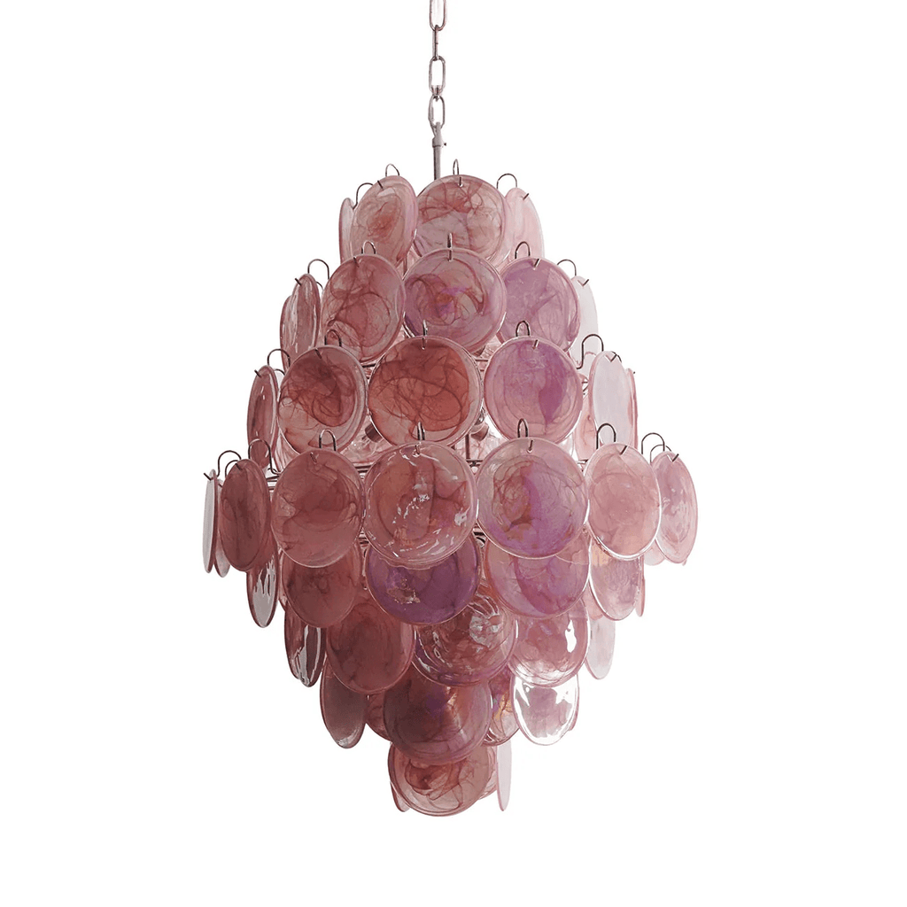 Aurora Chandelier Pink Murano Glass Handblown Discs