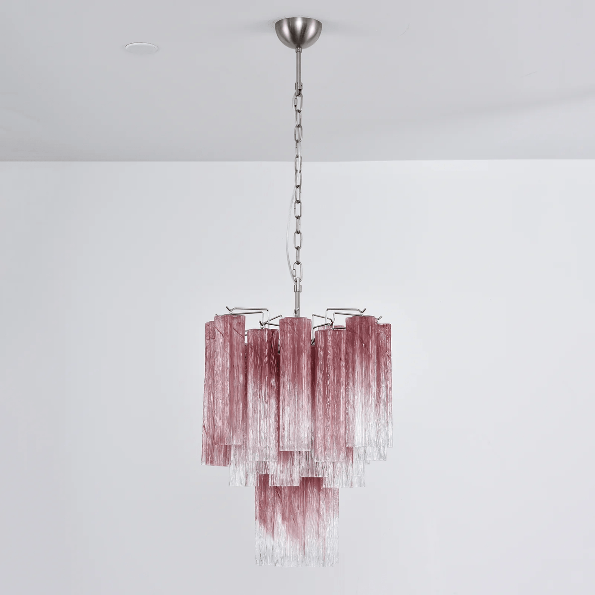 Aurora Chandelier Rose Gradient Murano Glass Tiered