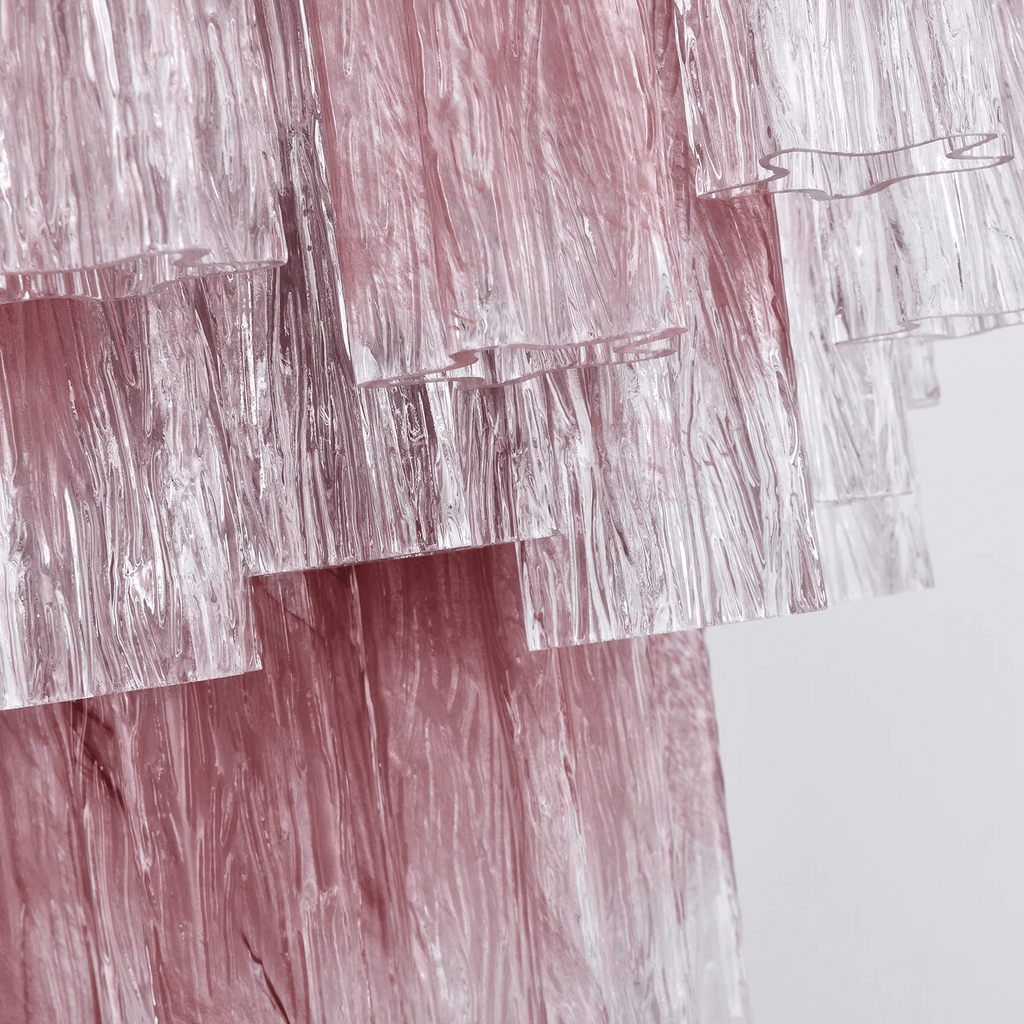 Aurora Chandelier Rose Gradient Murano Glass Tiered