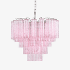 Aurora Chandelier Pink Glass Multi-Tier Romantic Glow
