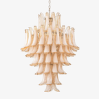 Aurora Chandelier Amber Murano Glass Petal Layered Luxury