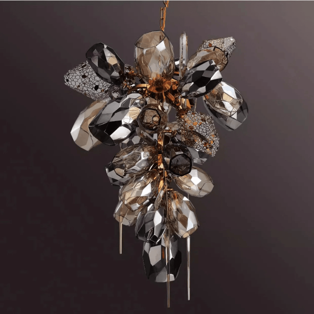 Aurora Chandelier Modern Glass Crystal Smoked Cluster