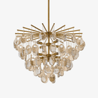 Aurora Chandelier Amber Seedy Glass Drop Antique Brass